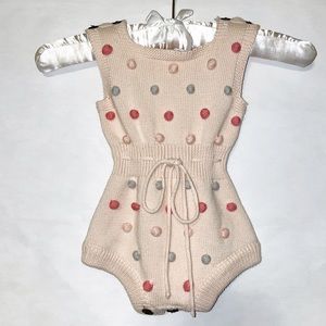 light pink / beige 9 - 10 month sweater onesie with pompoms
